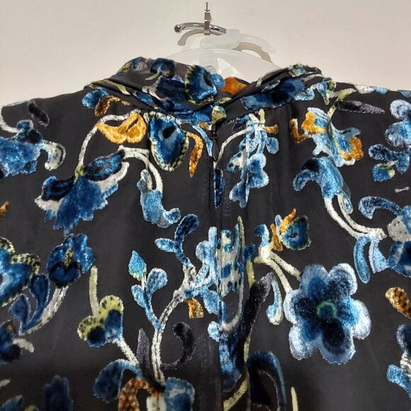 French Connection Avery Velvet Burnout Puff-Sleeve Top - Small - Excellent Cond - Picture 6 of 9